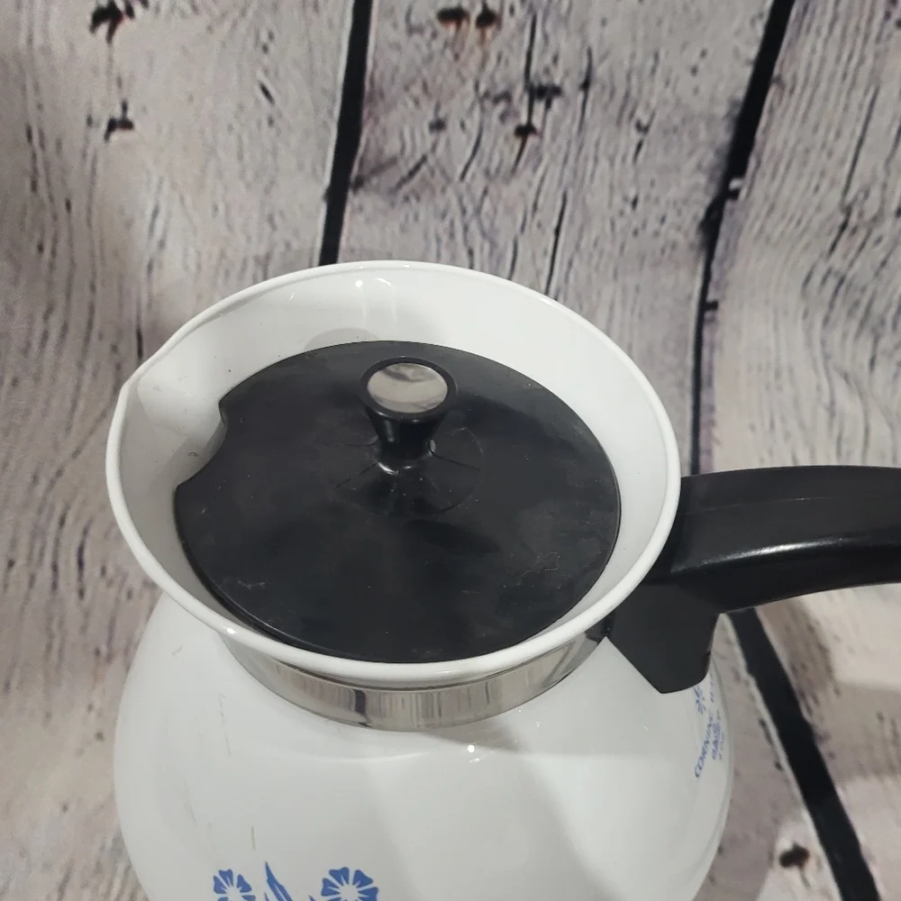 Vintage CorningWare White and Blue Floral Coffee Pot